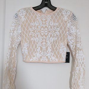 Lulu's After Party Invite White Sequin Long Sleeve Two-Piece Mini Dress